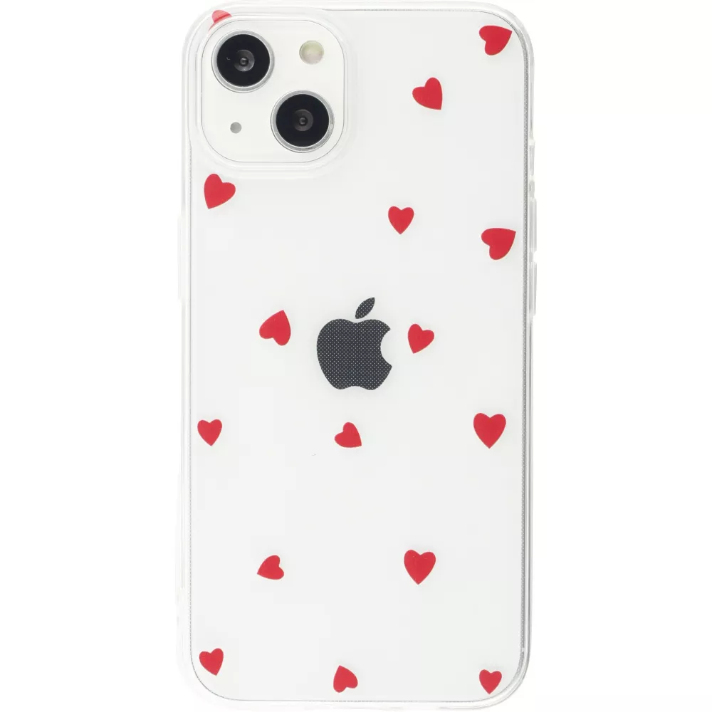 Coque iPhone 13 - Gel petit coeur transparent - Rouge