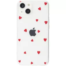 Coque iPhone 13 - Gel petit coeur transparent - Rouge