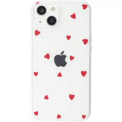 Coque iPhone 15 - Gel petit coeur transparent - Rouge