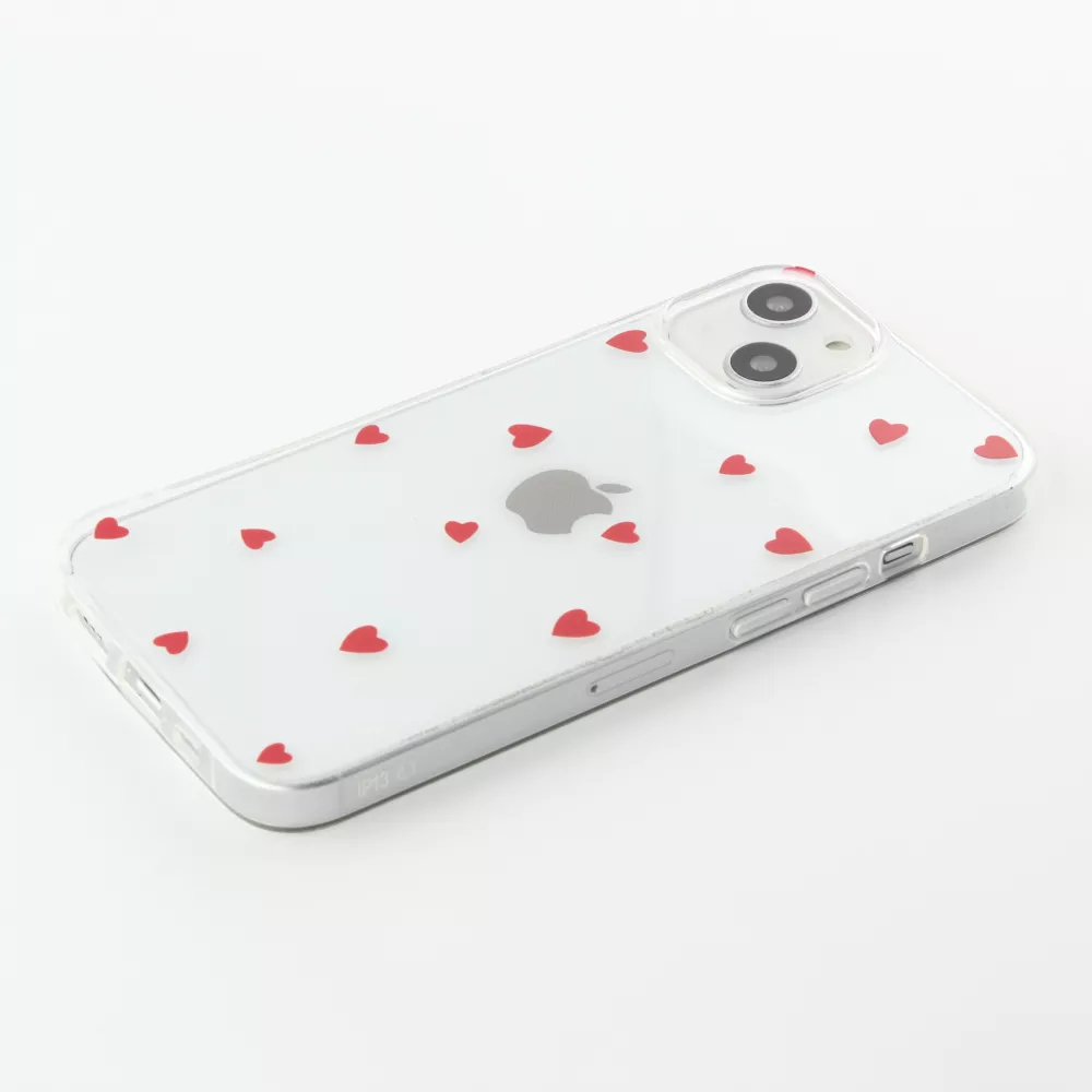 Coque iPhone 13 - Gel petit coeur transparent - Rouge