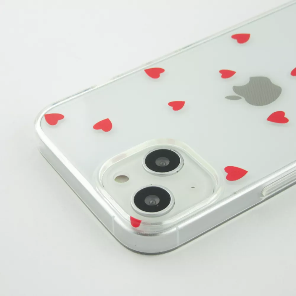 Coque iPhone 13 - Gel petit coeur transparent - Rouge