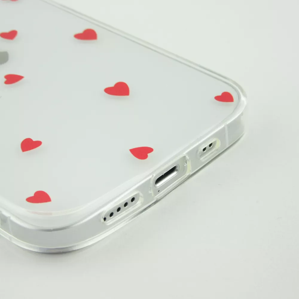 Coque iPhone 13 - Gel petit coeur transparent - Rouge