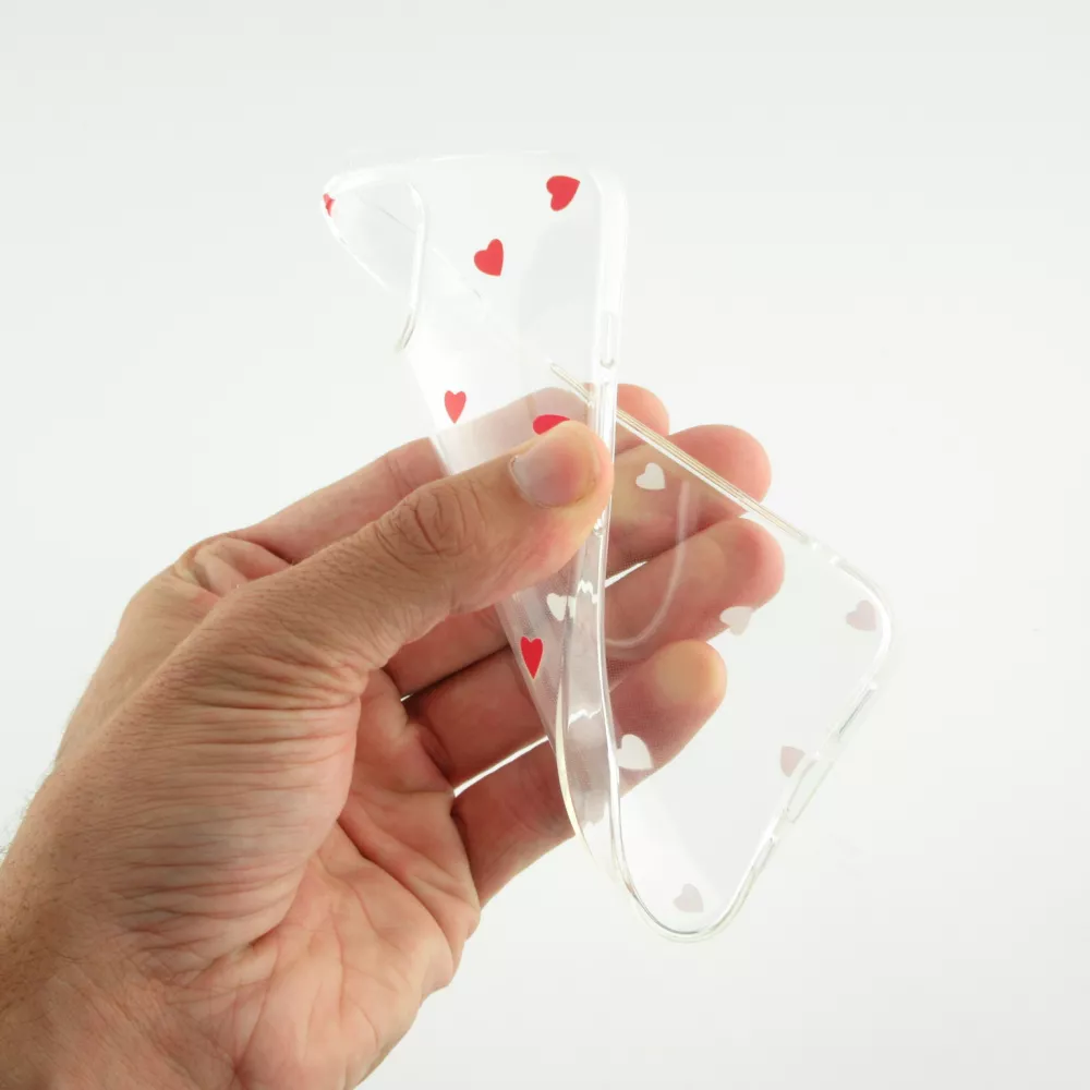 Coque iPhone 13 - Gel petit coeur transparent - Rouge