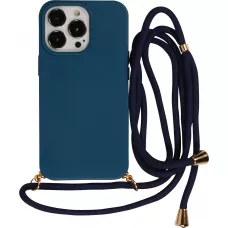 Coque iPhone 16 Pro - Bio Eco-Friendly nature avec cordon collier - Bleu