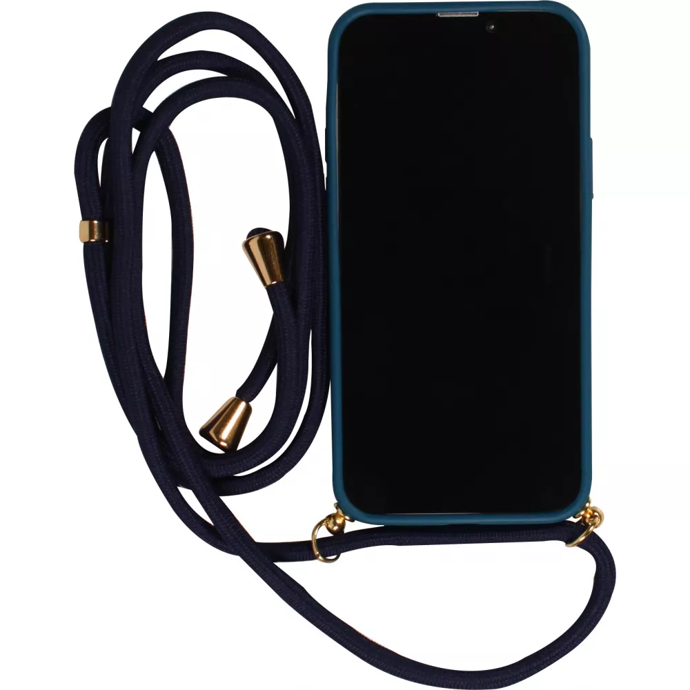 Coque iPhone 16 Pro - Bio Eco-Friendly nature avec cordon collier - Bleu