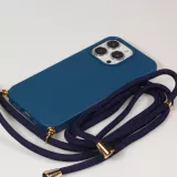 Coque iPhone 16 Pro - Bio Eco-Friendly nature avec cordon collier - Bleu