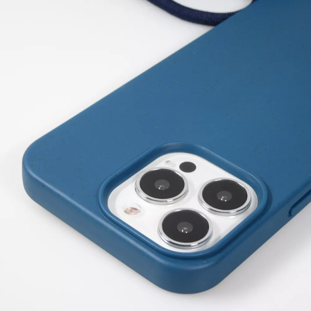 Coque iPhone 16 Pro - Bio Eco-Friendly nature avec cordon collier - Bleu