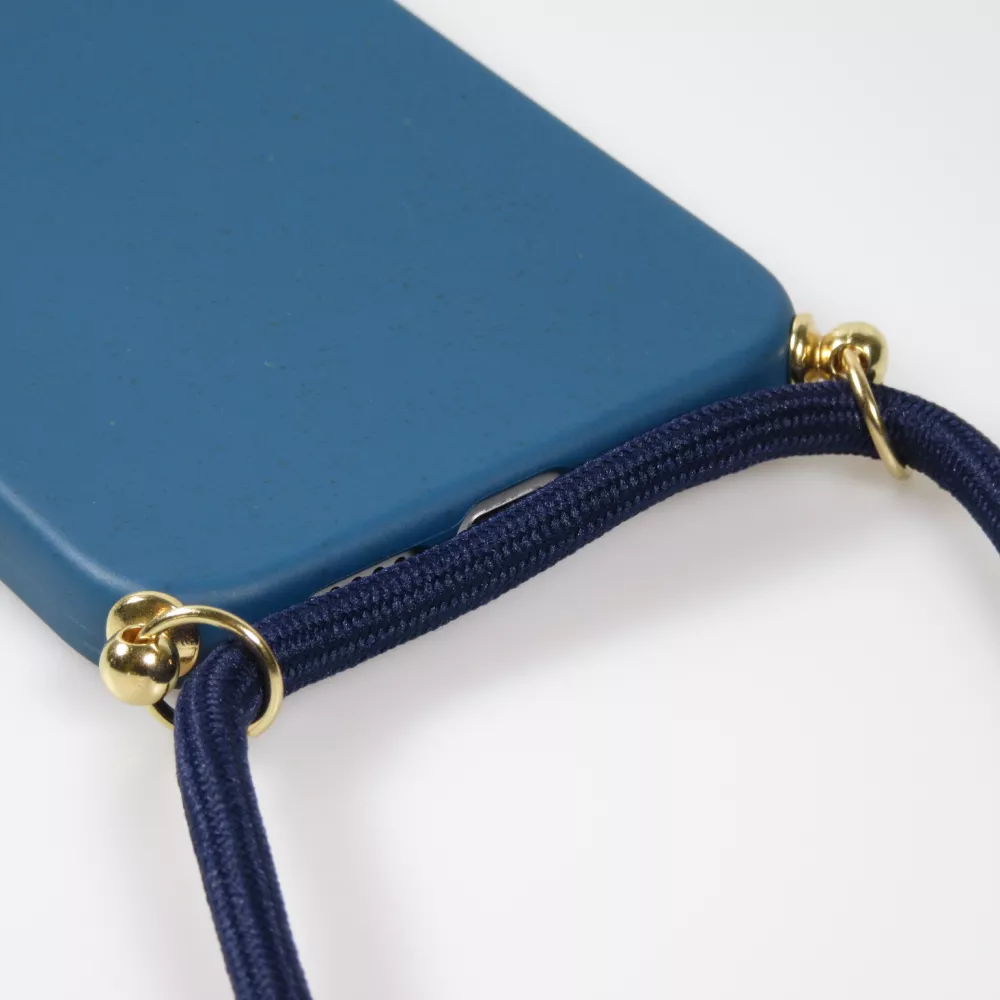 Coque iPhone 16 Pro - Bio Eco-Friendly nature avec cordon collier - Bleu