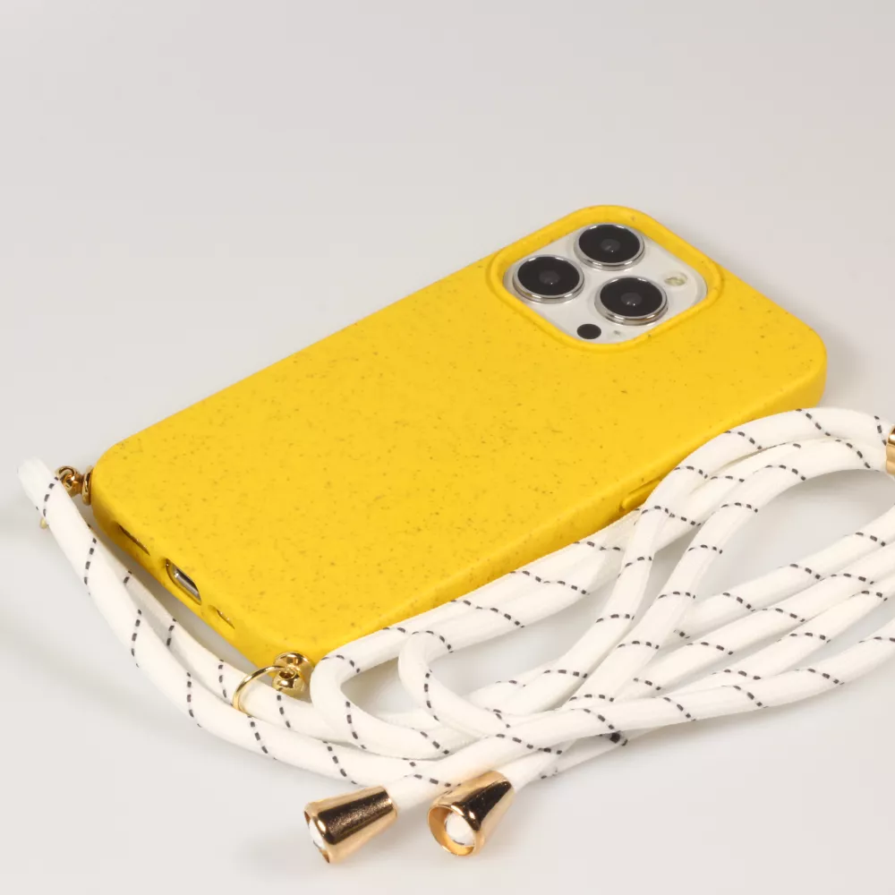 Samsung Galaxy S25 Case Hülle - Bio Eco-Friendly Vegan mit Handykette Necklace - Gelb