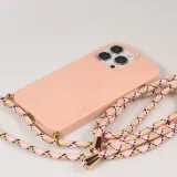 Coque iPhone 15 Pro - Bio Eco-Friendly nature avec cordon collier - Rose
