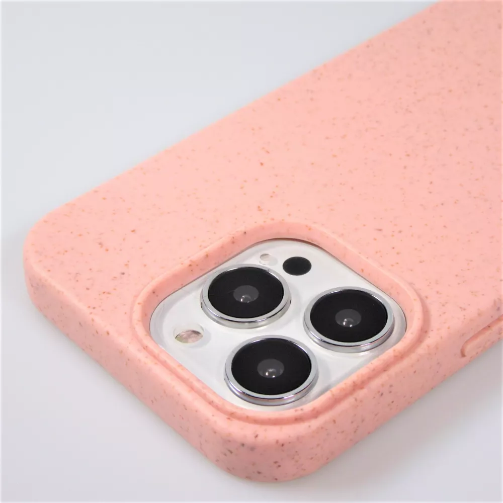 Coque iPhone 15 Pro - Bio Eco-Friendly nature avec cordon collier - Rose