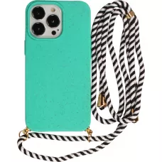 iPhone 16 Pro Case Hülle - Bio Eco-Friendly Vegan mit Handykette Necklace - Türkis