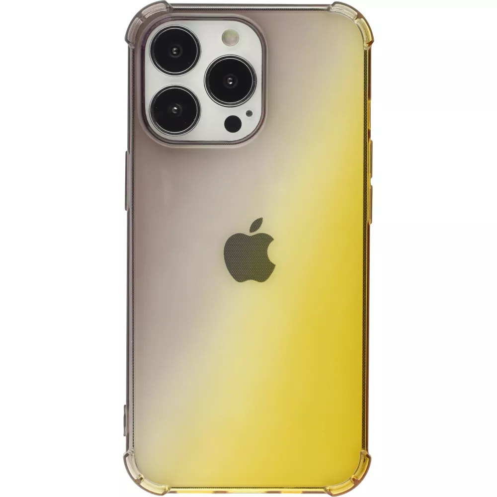 Coque iPhone 14 Pro Max - Bumper Rainbow Silicone anti-choc avec bords protégés -  brun jaune