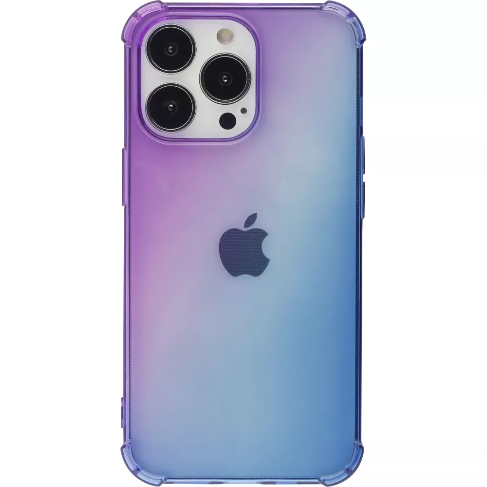 iPhone 15 Pro Case Hülle - Gummi Bumper Rainbow mit extra Schutz für Ecken Antischock - violett blau