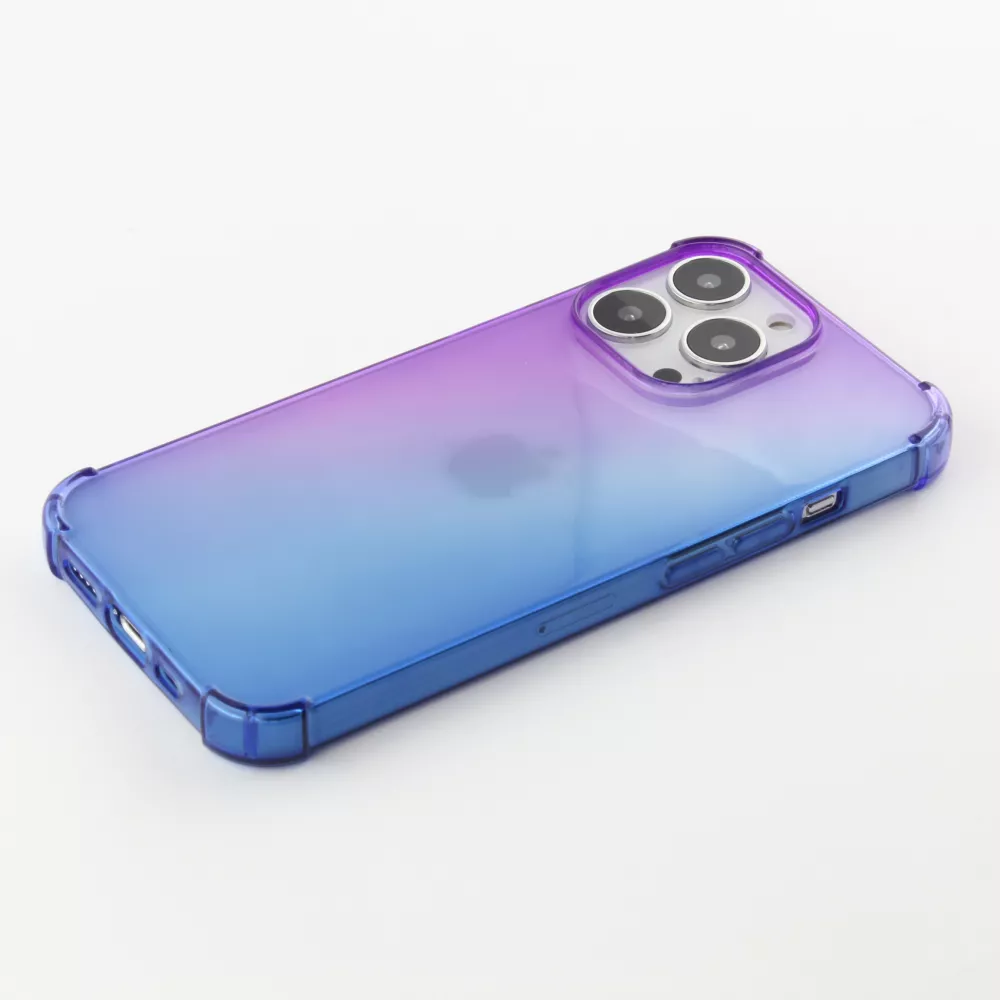 iPhone 15 Pro Case Hülle - Gummi Bumper Rainbow mit extra Schutz für Ecken Antischock - violett blau