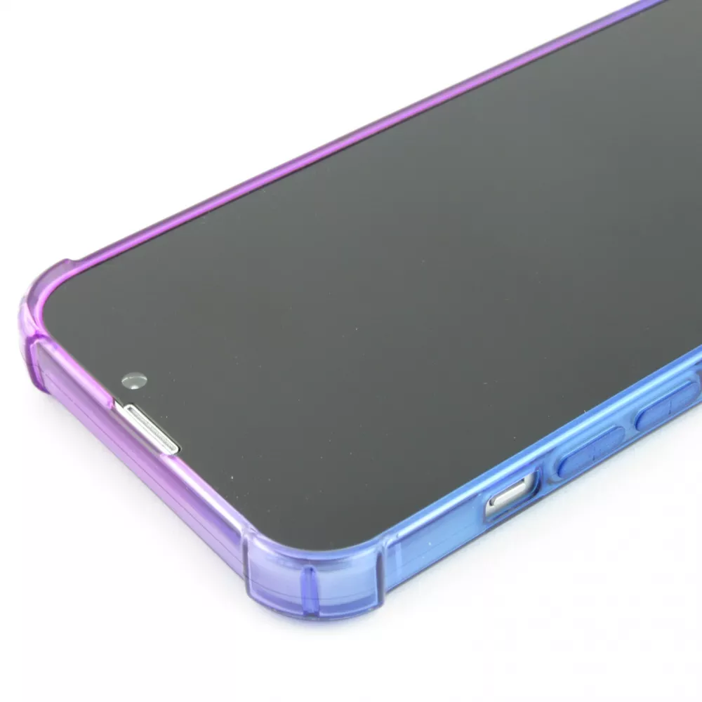 iPhone 15 Pro Case Hülle - Gummi Bumper Rainbow mit extra Schutz für Ecken Antischock - violett blau
