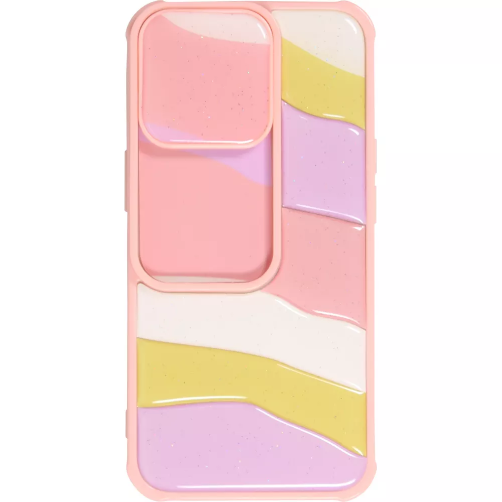 iPhone 13 Pro Max Case Hülle - Kamera vertikale Klappe Regenbogen - Rosa