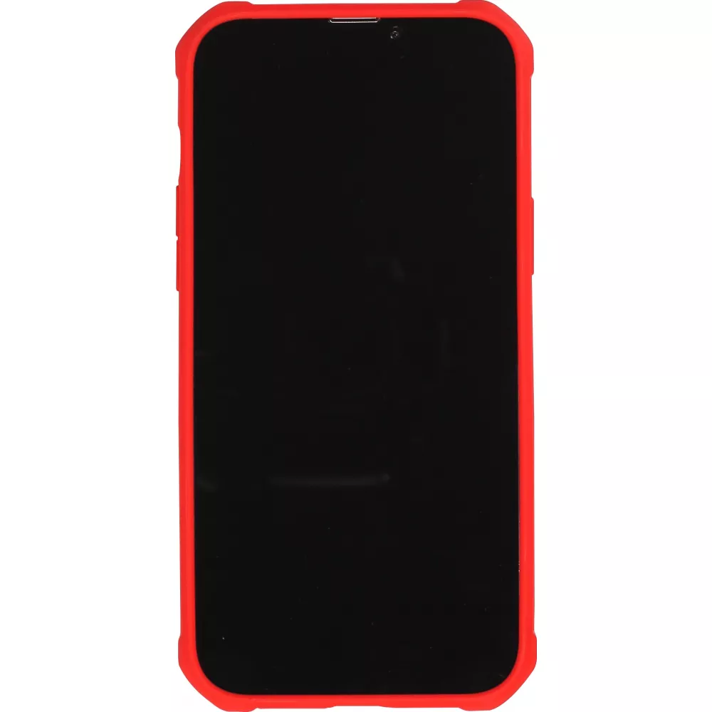 Coque iPhone 14 Pro Max - Cover Military Élite avec dos en carbone semi-transparent - Rouge