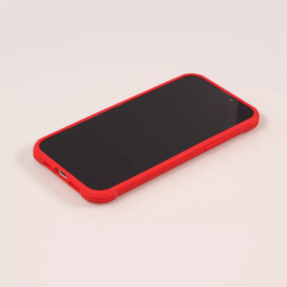 Coque iPhone 14 Pro Max - Cover Military Élite avec dos en carbone semi-transparent - Rouge