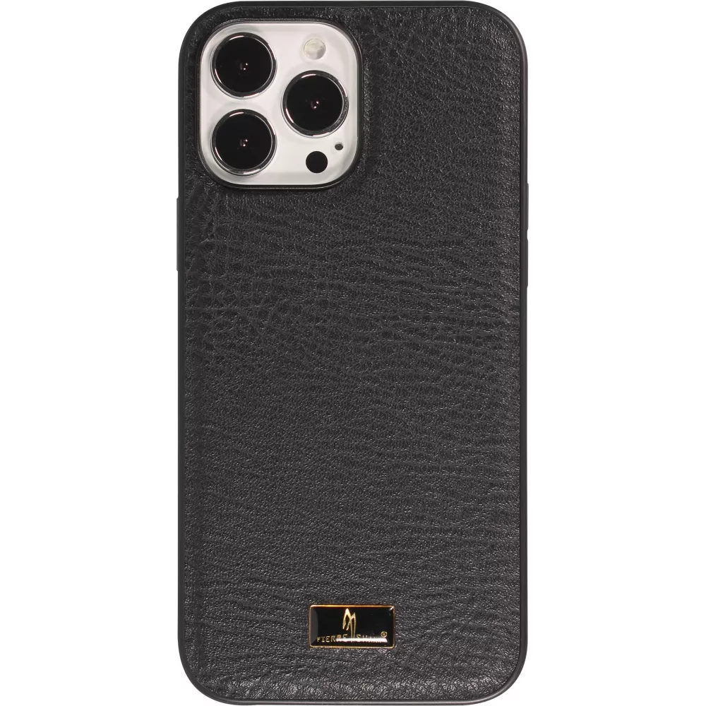 iPhone 13 Case Hülle - Fierre Shann Leder Hülle - Schwarz