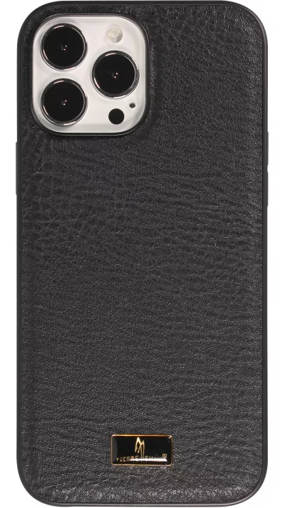 iPhone 13 Case Hülle - Fierre Shann Leder Hülle - Schwarz