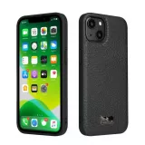 iPhone 13 Case Hülle - Fierre Shann Leder Hülle - Schwarz