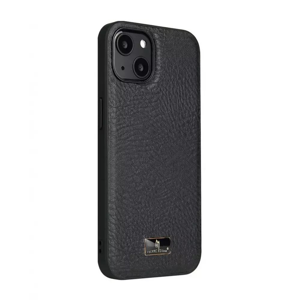 iPhone 13 Case Hülle - Fierre Shann Leder Hülle - Schwarz