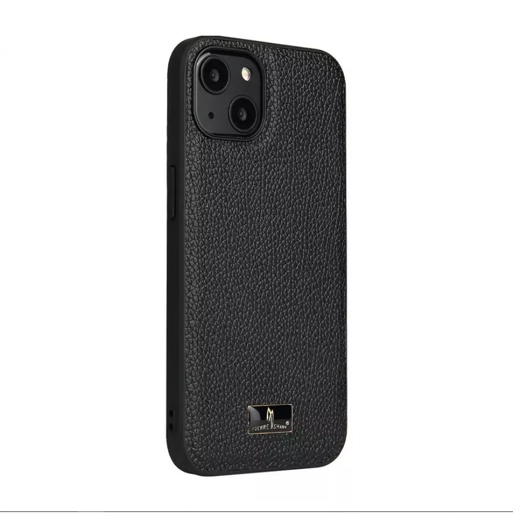 iPhone 13 Pro Case Hülle - Fierre Shann Leder Hülle Reptilien Haut - Schwarz