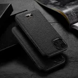 iPhone 13 Pro Case Hülle - Fierre Shann Leder Hülle Reptilien Haut - Schwarz