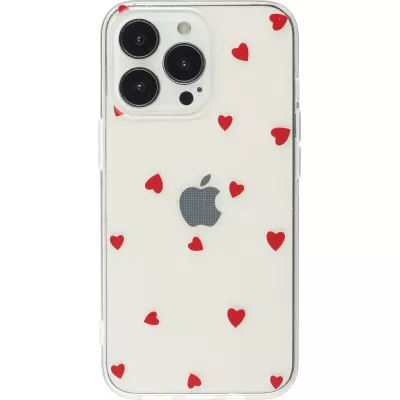 Coque iPhone 13 Pro - Gel petit coeur transparent - Rouge