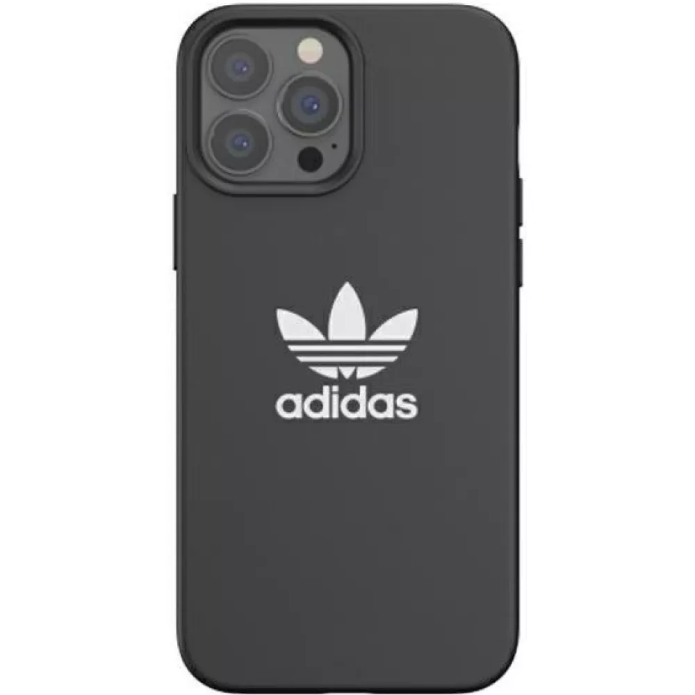 Coque iPhone 13 Pro Max - Adidas silicone soft touch avec logo blanc imprimé - Noir