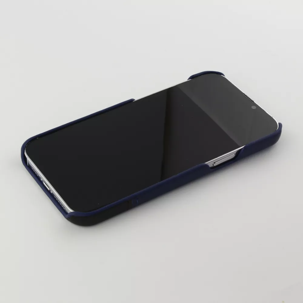 iPhone 13 Pro Max Case Hülle - Doppelleder blau - Schwarz
