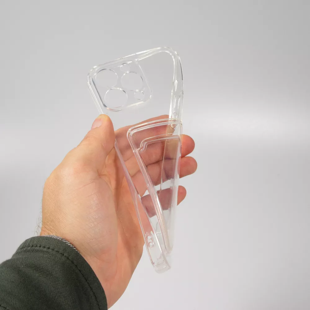 iPhone 13 Pro Max Case Hülle - Gummi mit Kartenhalter - Transparent