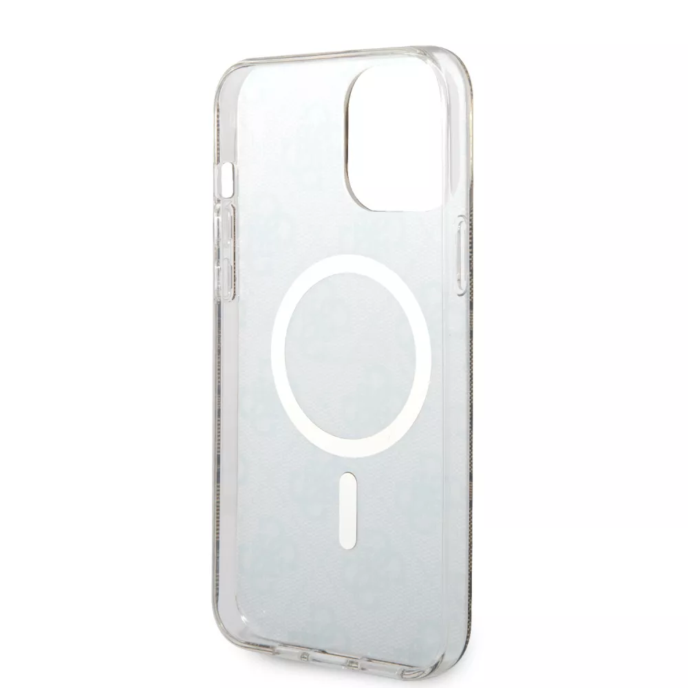 iPhone 13 Pro Max Case Hülle - Guess Monogramm lackiert mit goldenem MagSafe - Braun