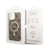 iPhone 13 Pro Max Case Hülle - Guess Monogramm lackiert mit goldenem MagSafe - Braun