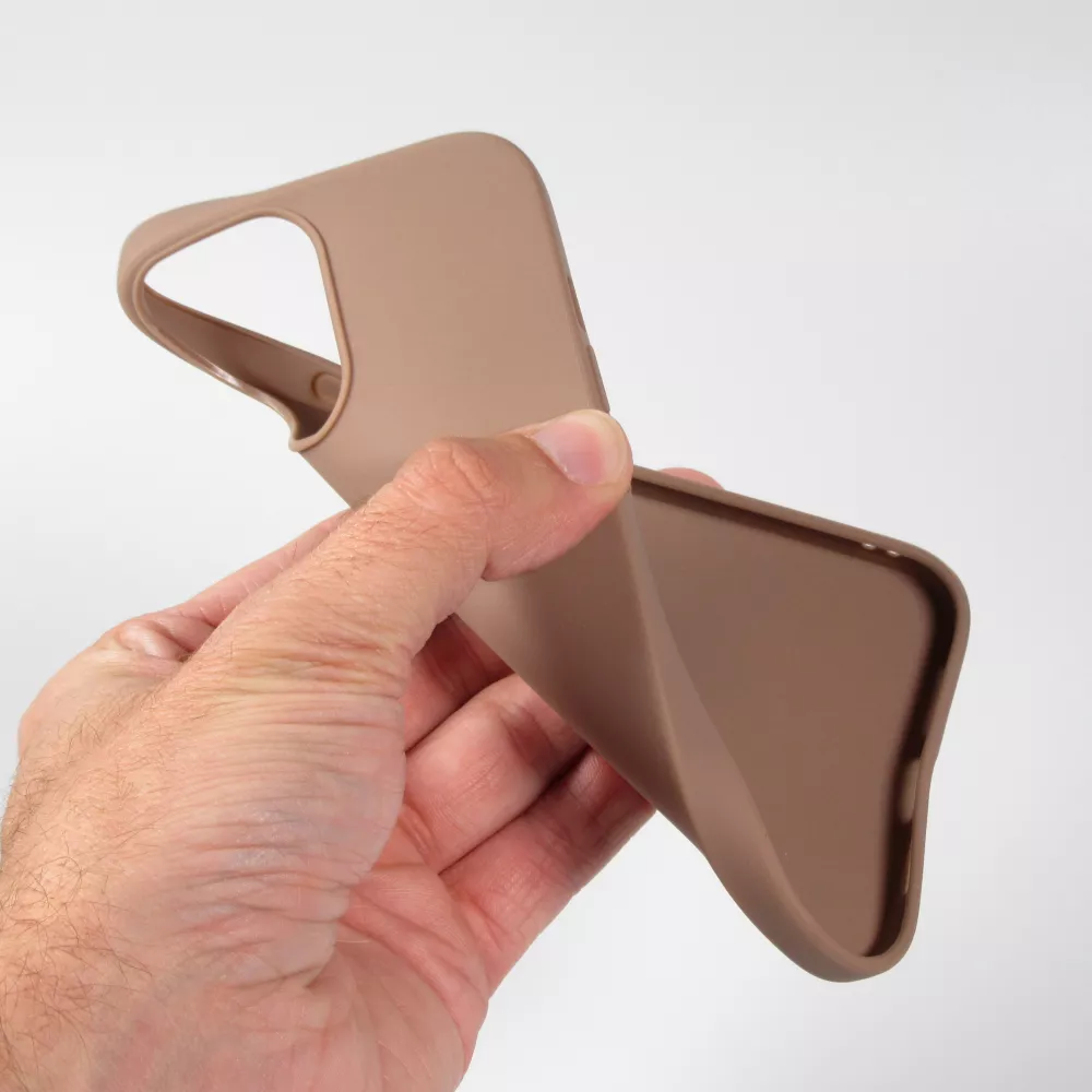 Coque iPhone 15 Plus - Silicone Mat - Brun