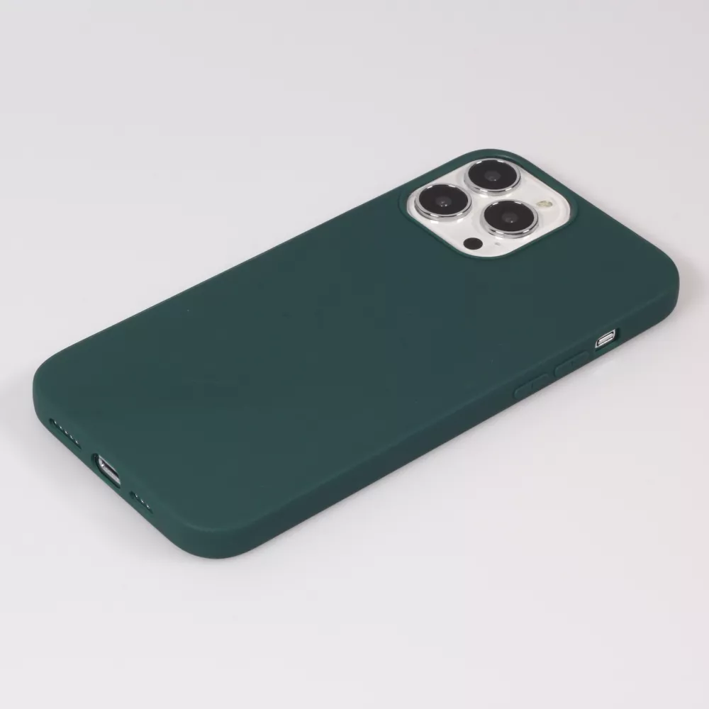Coque iPhone 15 Pro - Silicone Mat - Vert foncé