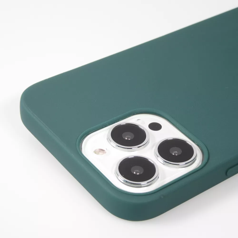Coque iPhone 15 Pro - Silicone Mat - Vert foncé