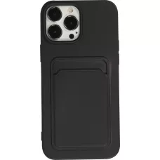 iPhone 13 Pro Max Case Hülle - Soft Touch Kartenhalter - Schwarz