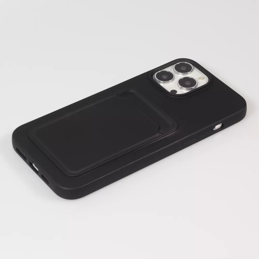 iPhone 13 Pro Max Case Hülle - Soft Touch Kartenhalter - Schwarz