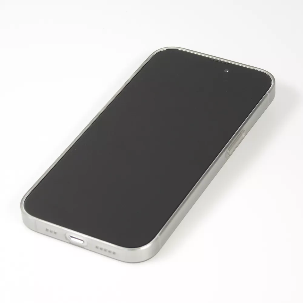Coque iPhone 15 Pro - plastique ultra fin semi-transparent mat - Gris