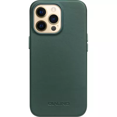 Coque iPhone 14 Pro Max - Qialino cuir véritable (compatible MagSafe) - Vert