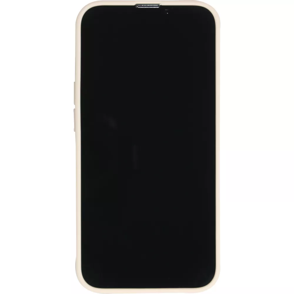 Coque iPhone 14 Pro - Silicone Mat Coeur doré - Beige