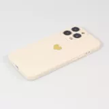 Coque iPhone 14 Pro - Silicone Mat Coeur doré - Beige