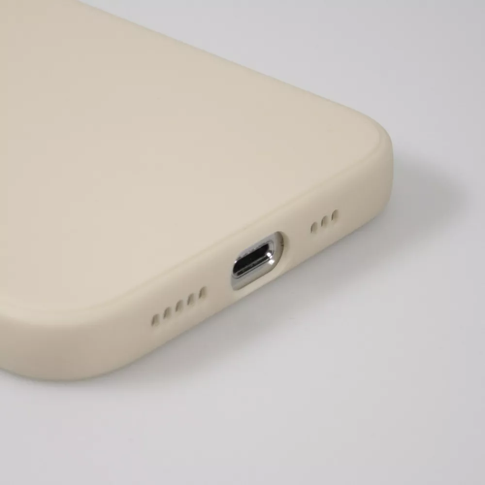Coque iPhone 14 Pro - Silicone Mat Coeur doré - Beige