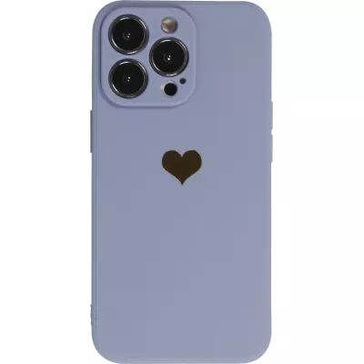 iPhone 16 Pro Case Hülle - Silikon Mat Herz gold - Blau