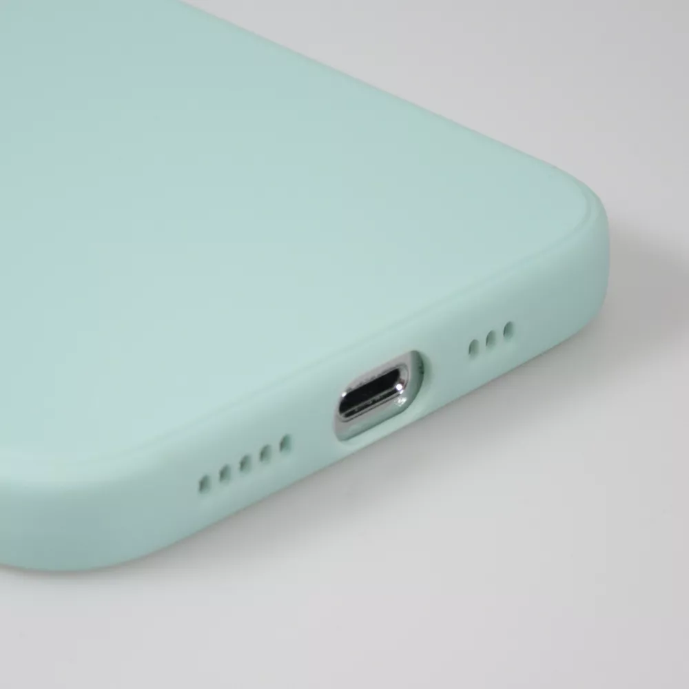 Coque iPhone 16 Pro Max - Silicone Mat Coeur doré - Turquoise