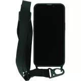 Coque iPhone 13 Pro - Silicone avec lanière et crochet - Vert foncé