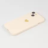Coque iPhone 14 - Silicone Mat Coeur doré - Beige