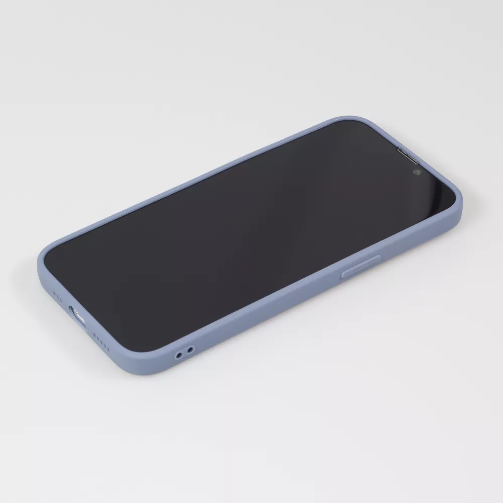 Coque iPhone 14 - Silicone Mat Coeur doré - Bleu